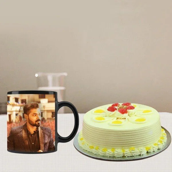 Butterscotch Cake 500g with Personalised Black Mug - Cake Delivery in GiftsGhaziabad