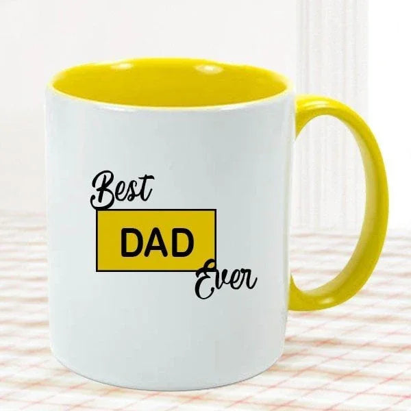 Yellow Ceramic Mug 3x4 Inch Printed Dad Design