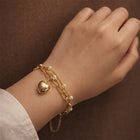 Gold Plated Heart Shape Bracelet for Girls and Women (Gold) customer review image