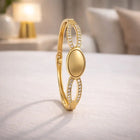 Elegant Gold-Tone Crystal Studded Oval Bracelet for Women customer review image