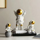 Golden Helmet Astronaut Figurine Set – Space Explorer Home Decor customer review image
