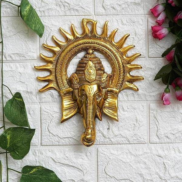 Golden Lord Ganesha Wall Hanging Decorative Idol
