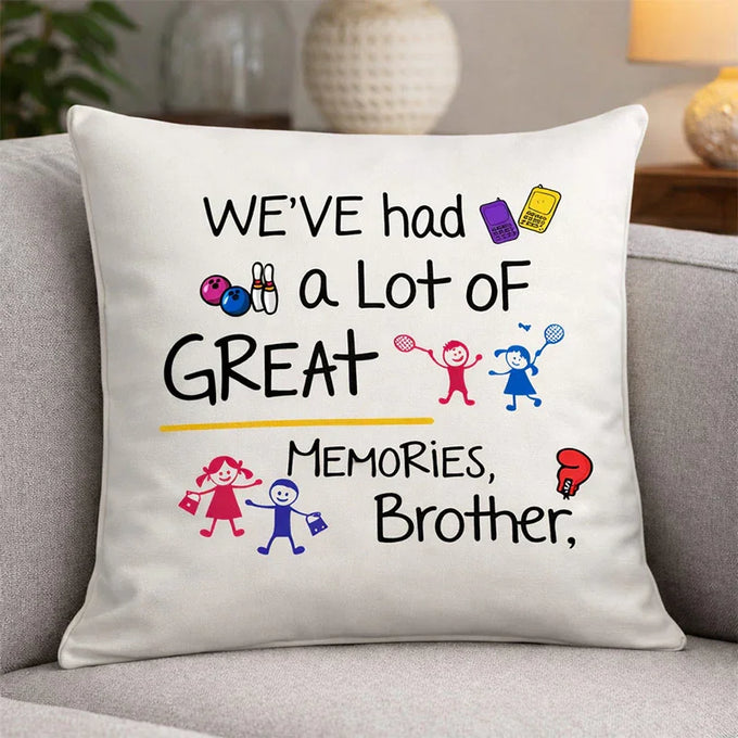 Personalized Brother Memories Printed Cushion 12 x 12 Inches