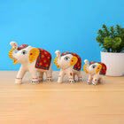 Handcrafted Wooden Painted Elephant Showpiece Set (Set of 3) – Home & Office Décor customer review image
