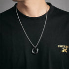 Infinity Orbit Interlocking Ring Pendant Necklace – Silver & Blue (For Men's) customer review image