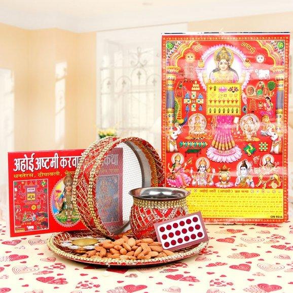 Decorative plate with on a table with a heart-patterned tablecloth.