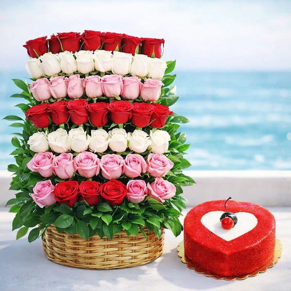 Layered Roses With Red Velvet Cake
