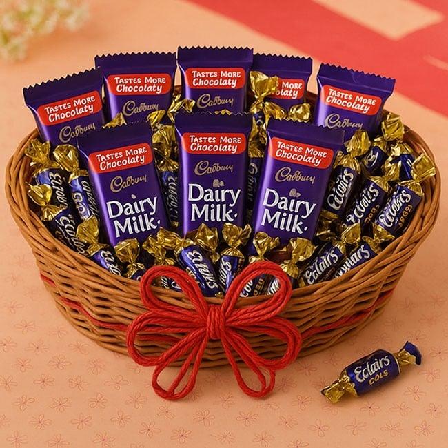 Chocolate Basket with Dairy Milk & Chocolairs | OyeGifts