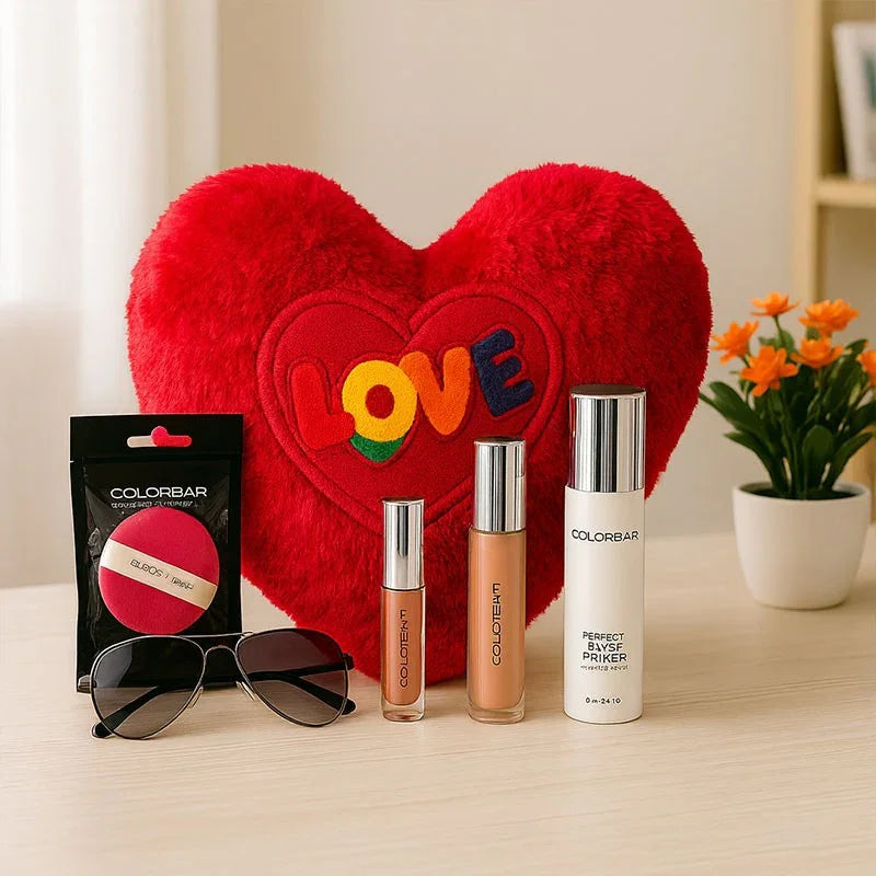 Love Cushion with Sunglass and Cosmetics