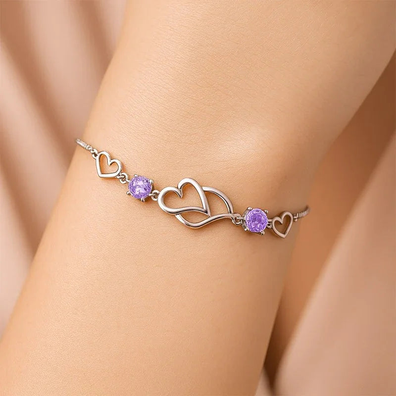 Love Forever Copper Sterling Silver Charm Bracelet 