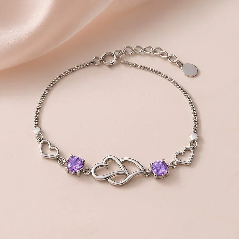 Love Forever Copper Sterling Silver Charm Bracelet 