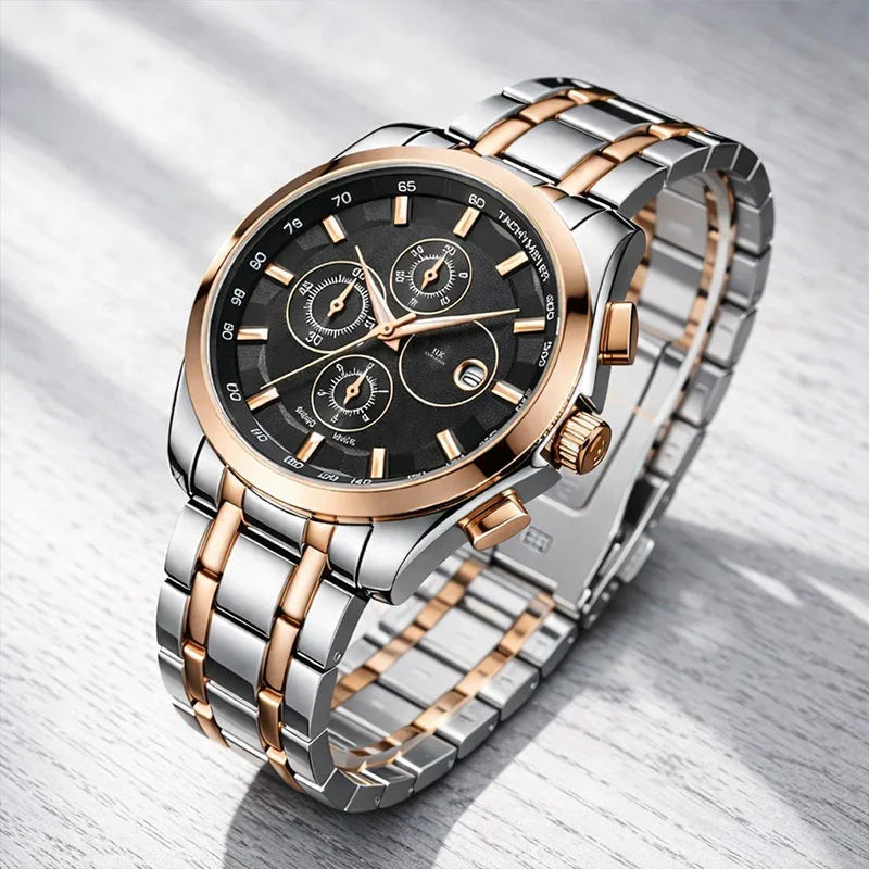 LuxeChrono Orion Two-Tone Chronograph Watch