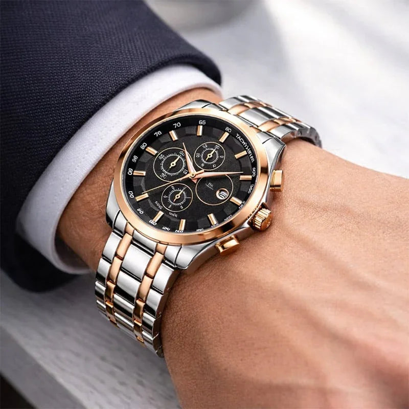 LuxeChrono Orion Two-Tone Chronograph Watch