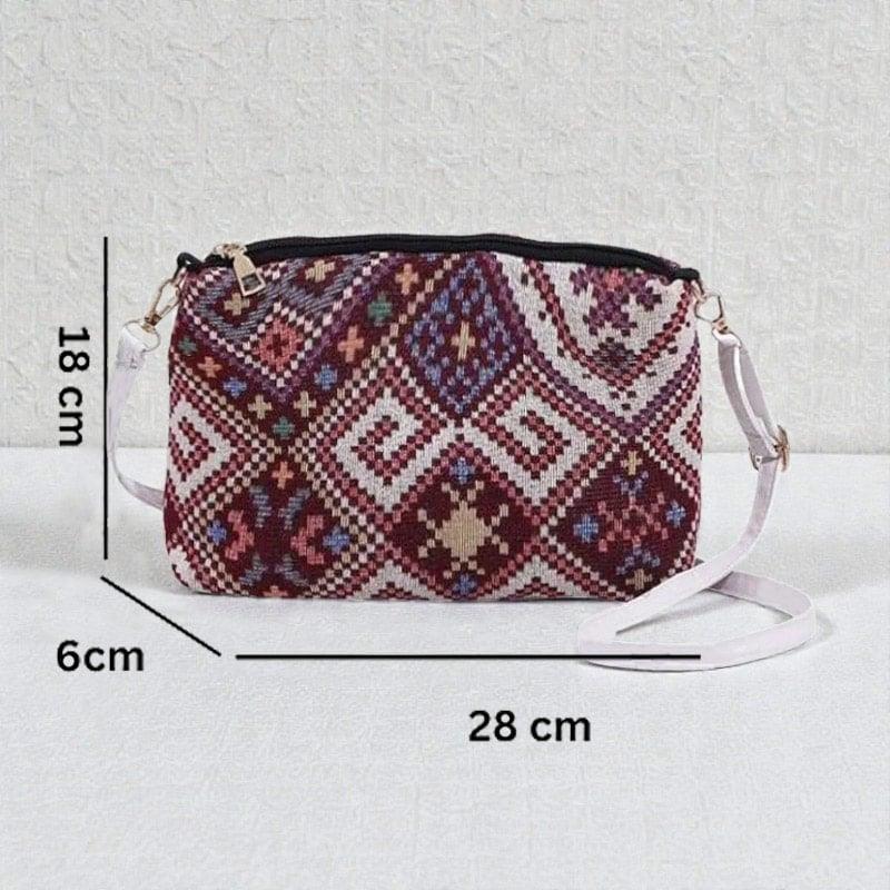 Maroon-Jute-Closure-Zip-Sling-Bag-For-Women