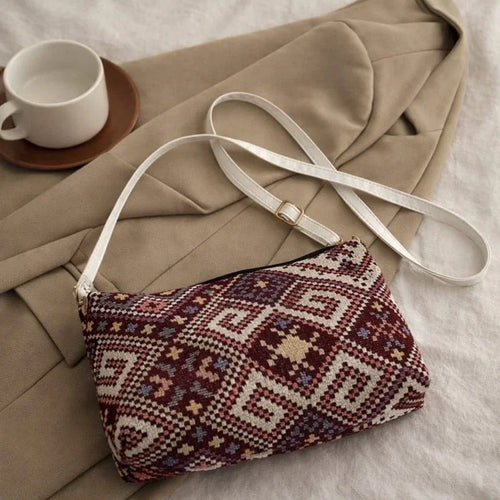 Maroon Jute Closure Zip Sling Bag For Women Online Gift Delivery