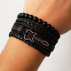 Men’s Multi-Layer Leather & Beaded Bracelet Set with Guitar Charm customer review image