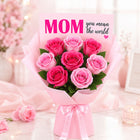 8 Pink Roses Bouquet for Mom with “You Mean the World” Message customer review image