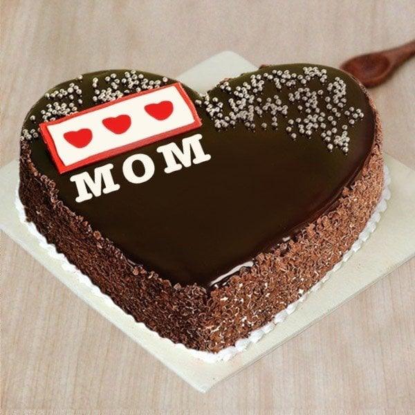 Love Mom Heart Shape Cake
