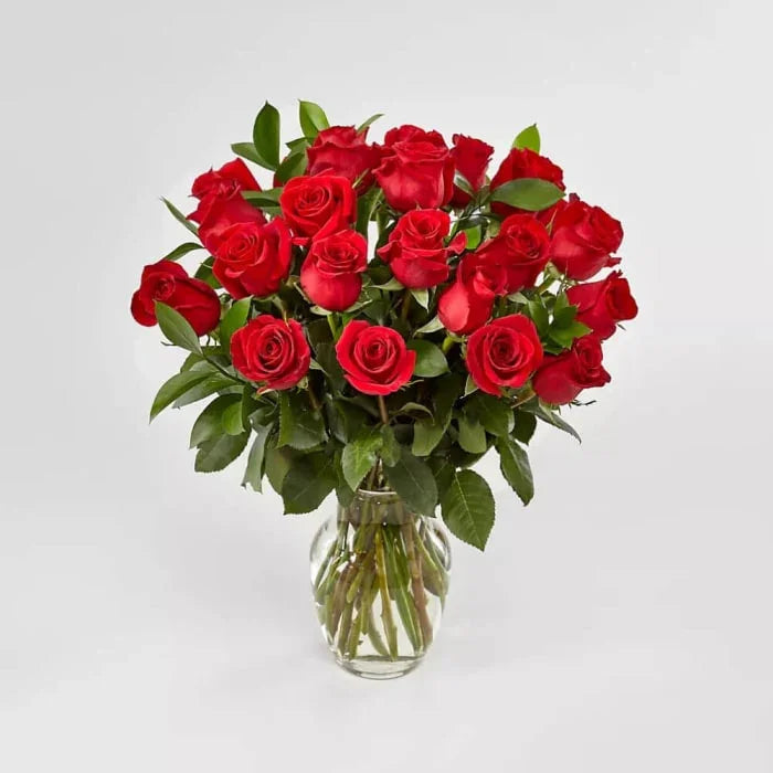 Buy & Send 20 Red Roses in a Glass Vase Online from OyeGifts