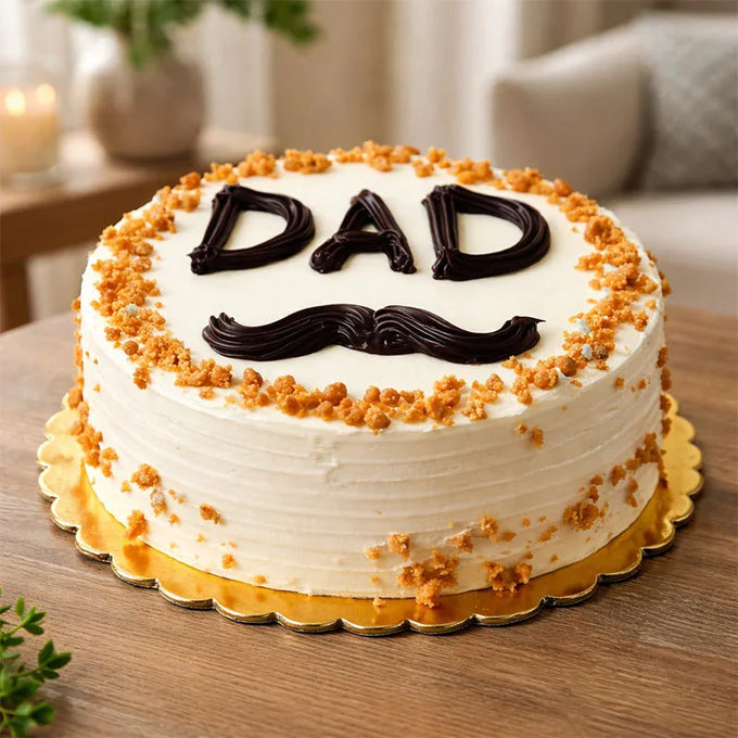 Half Kg Mustache Design Butterscotch Cake - Cake Delivery in Kalyani