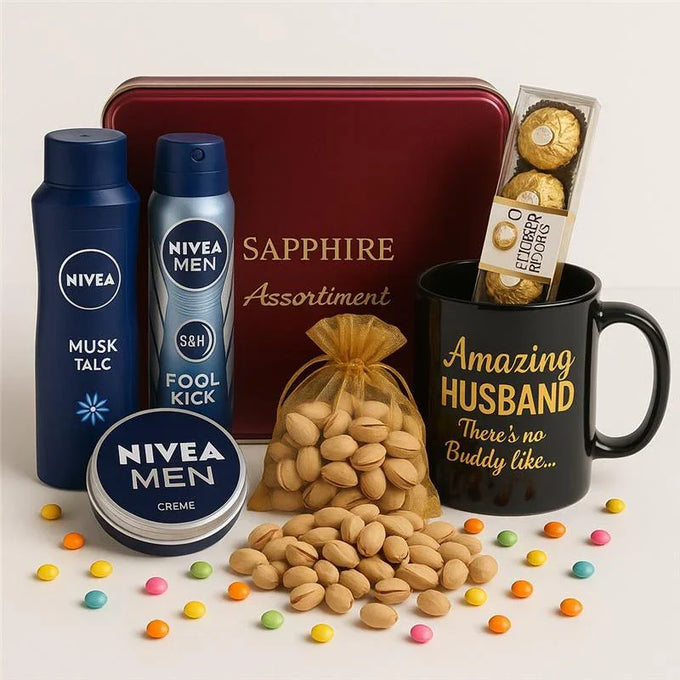 Nivea Men Gift Set with Amazing Husband Mug | OyeGifts - Cosmetics for Men Gift for Men