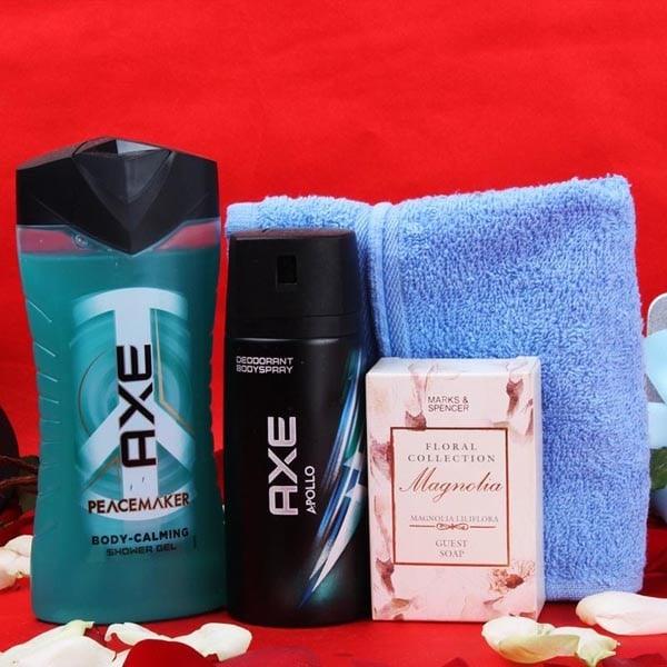 Men’s Grooming Gift Set with Axe Shower Gel, Deodorant & Soap - Cosmetics for Men Gift for Men