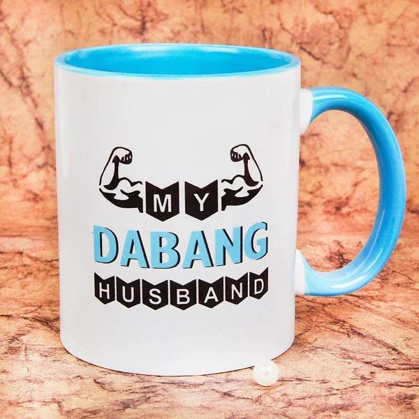 Dabang Husband Printed Coffee Mug with Blue Handle