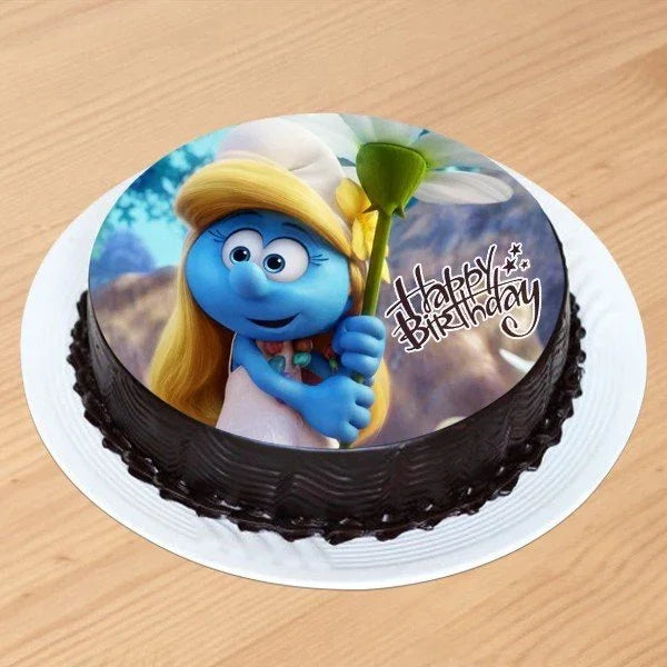 Cute Smurfette Chocolate Photo Cake - Cake Delivery in GiftsGhaziabad