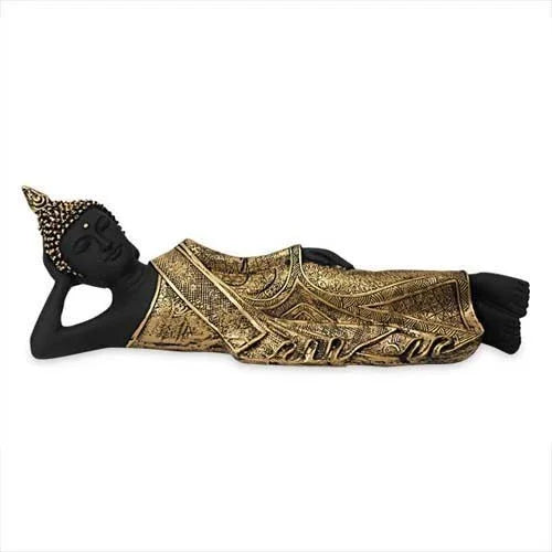 Reclining Buddha statue with detailed golden robe, decorative home decor gift