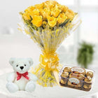 Yellow Roses 12 Pcs Bouquet with Ferrero Rocher & Teddy customer review image
