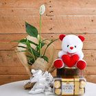 Pleasing Peace Lily with Chocolate and Cute Teddy for Someone Special customer review image