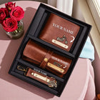 Personalized Leather Gift Set for Men – Wallet, Keychain & Pouch customer review image