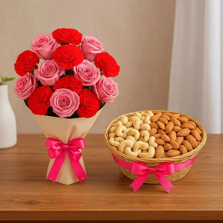 Pink Flowers and Dryfruit