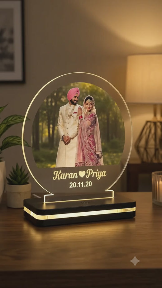 Personalized LED Acrylic Wedding Photo Lamp – (7 Inch)