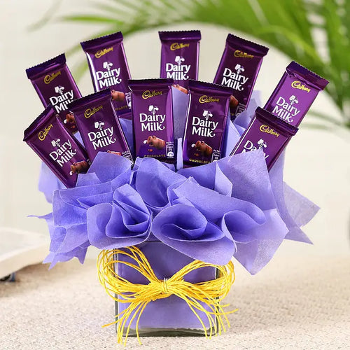 Dairy Milk Chocolate Basket with 10 Mini Bars Online Gift Delivery