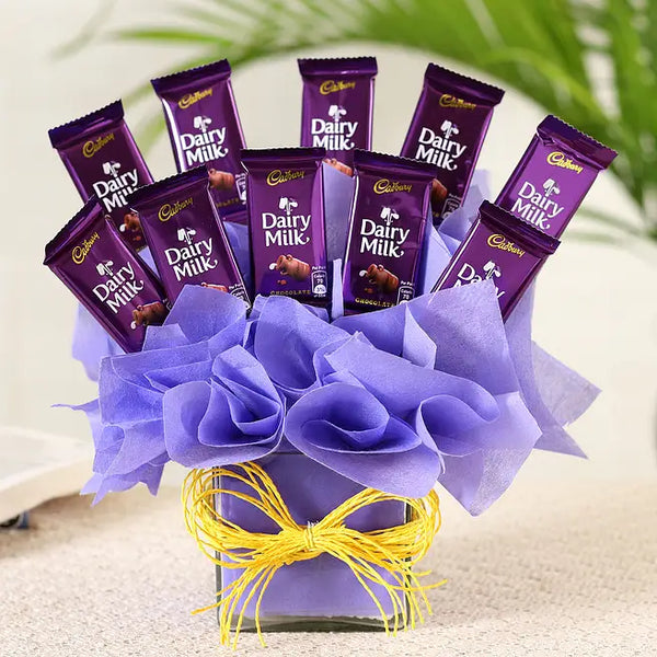 Dairy Milk Chocolate Basket with 10 Mini Bars