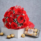 Red & White Roses Bouquet with 16 Pcs Ferrero Rocher Chocolates customer review image
