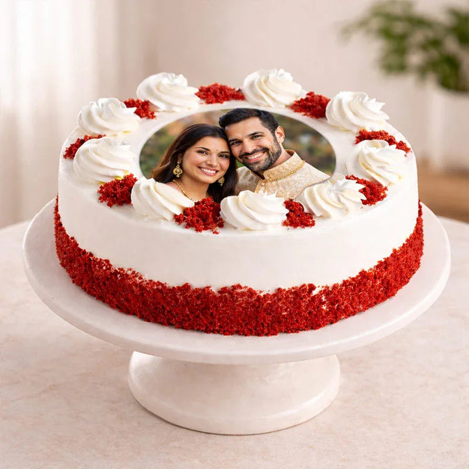 Red Velvet Personalized Photo Cake 1 Kg - Cake Delivery in Kalyani