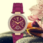 Steel Chain N Diamond Studded Dial Ladies Watch - Purple customer review image