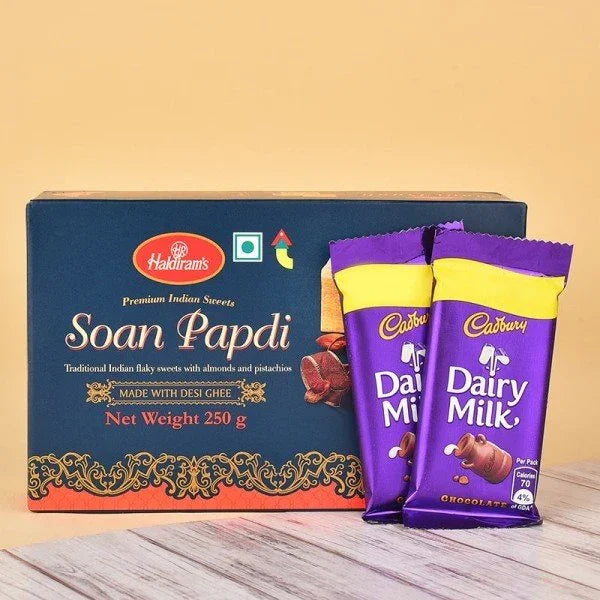 Soan Papdi 250g with 2 Cadbury Dairy Milk Chocolates