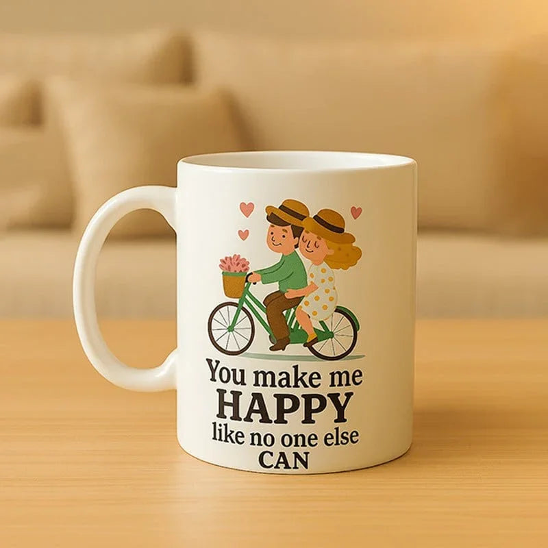 Romantic Couple Bicycle Ride Printed Mug