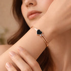 Rose Gold Heart Charm Bracelet with Black Enamel & Crystal Accents customer review image