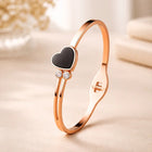Rose Gold Heart Charm Bracelet with Black Enamel & Crystal Accents customer review image