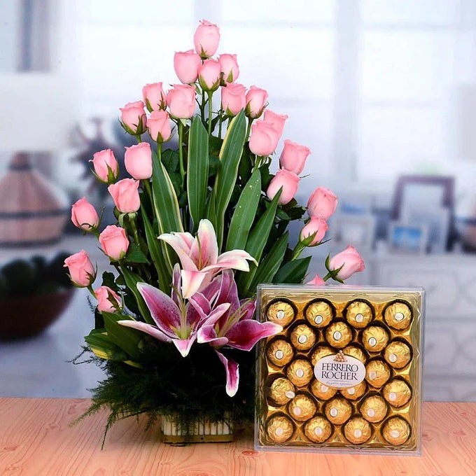 Roses and Chocolate Combo - Flower Delivery in GiftsGhaziabad