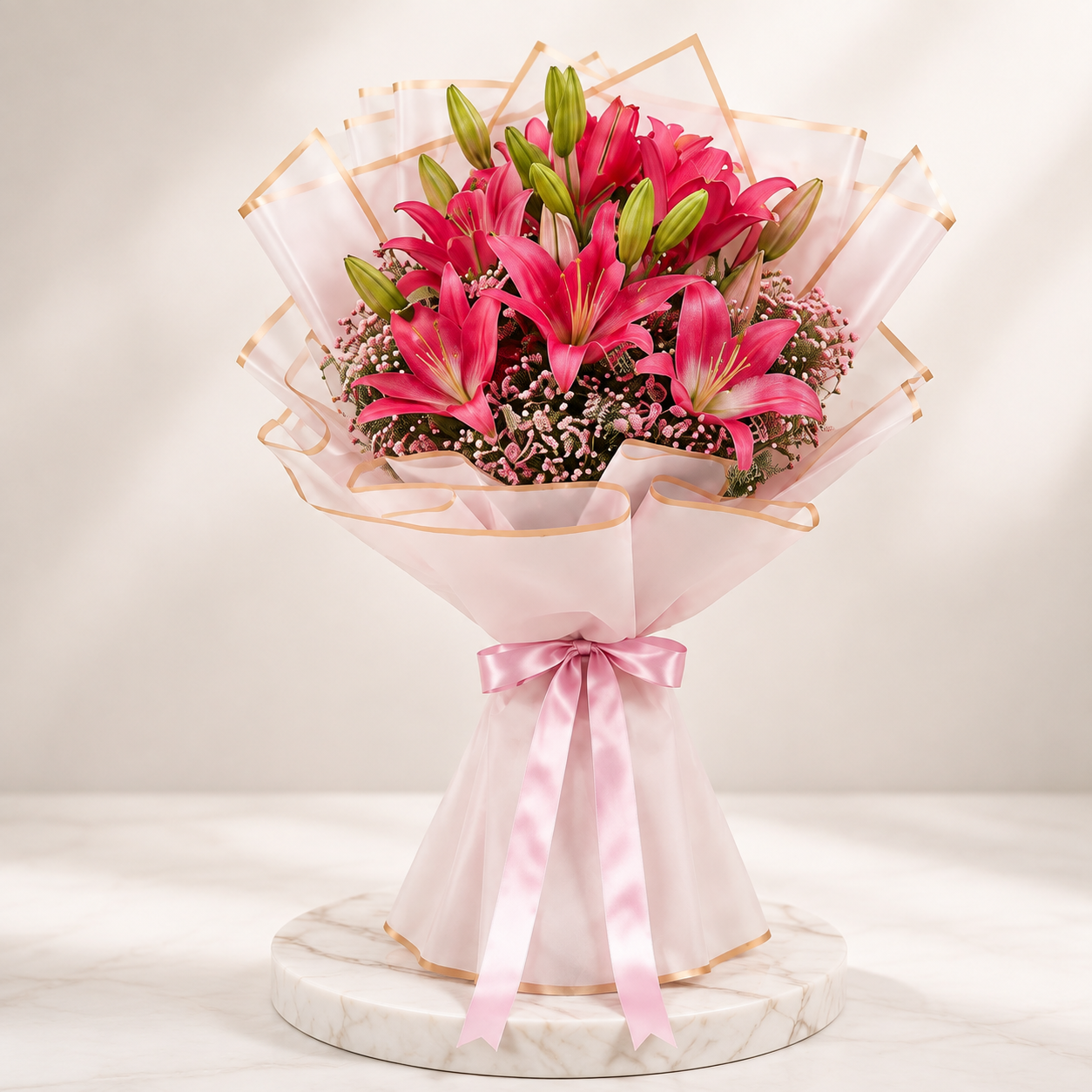 Rosy Radiance Pink Lily Bouquet