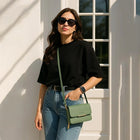 Rourens Green Matte Leatherette Crossbody Bag customer review image