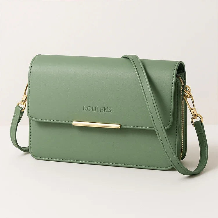 Rourens Green Matte Leatherette Crossbody Bag