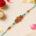 Royal Kundan Floral Rakhi with Turquoise Beads customer review image