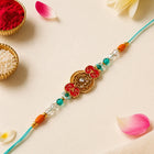 Royal Kundan Floral Rakhi with Turquoise Beads customer review image