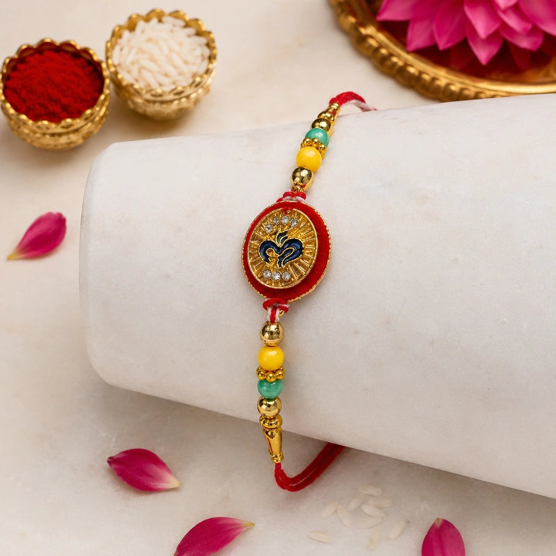 Royal Peacock Enamel Beaded Rakhi - OyeGifts